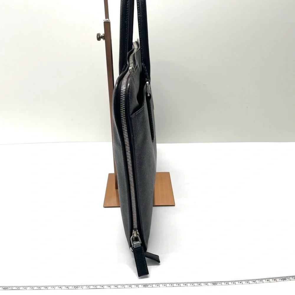 PRADA Saffiano Leather Black Tote Bag Structured‎ Work Bag Elegant Business